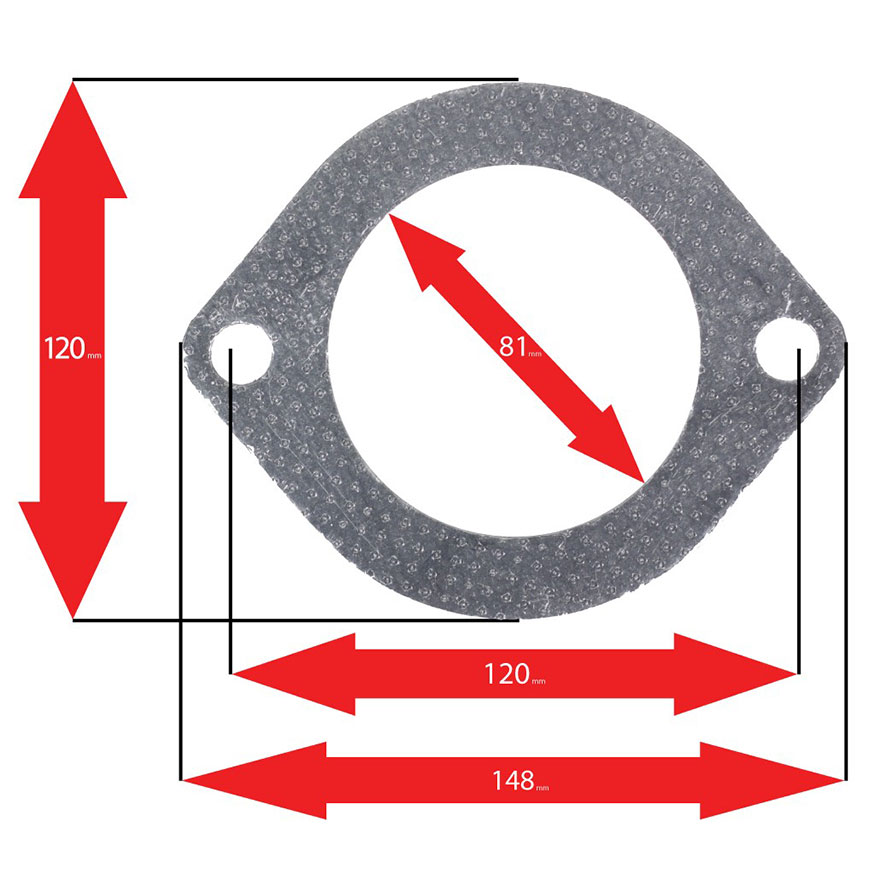 Apexi Oval Muffler Gasket, 2-Bolt (Mitsubishi, Nissan, Subaru, Toyota) Turbo P-120mm D-81mm
