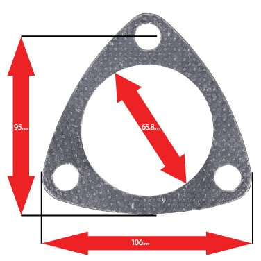 Apexi Triangle Muffler/Downpipe Gasket, 3-Bolt (Nissan) NA PCD95mm D-65.8mm