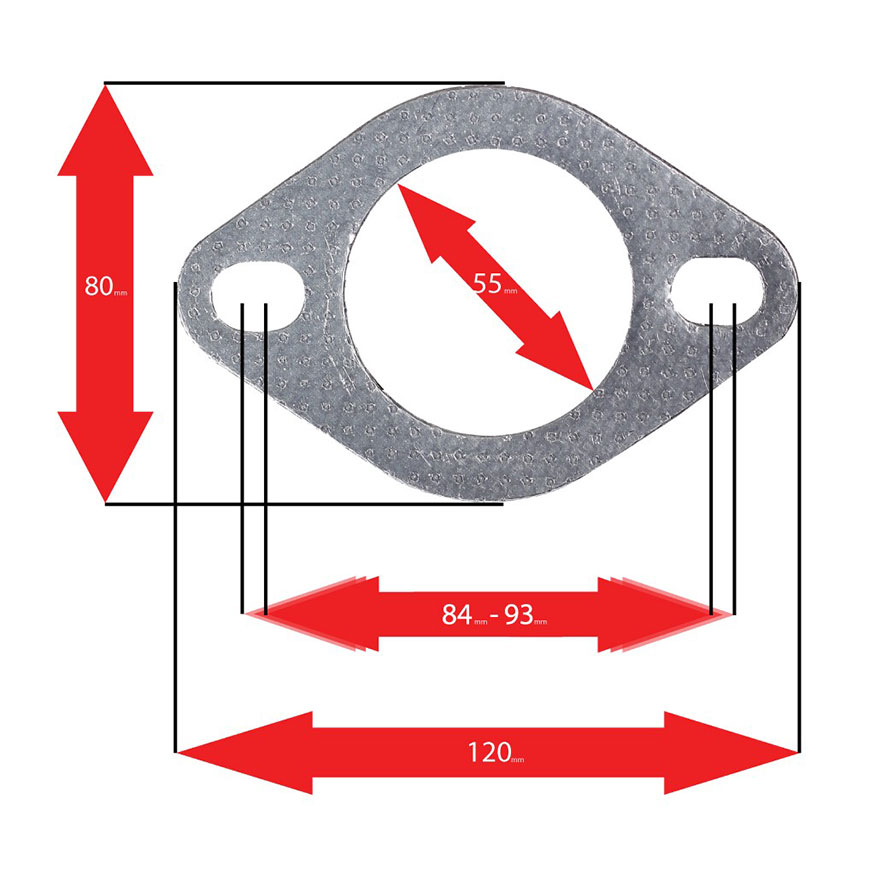 Apexi Oval Muffler Gasket, 2-Bolt (Mitsubishi, Toyota) NA P-84-93mm D-55mm