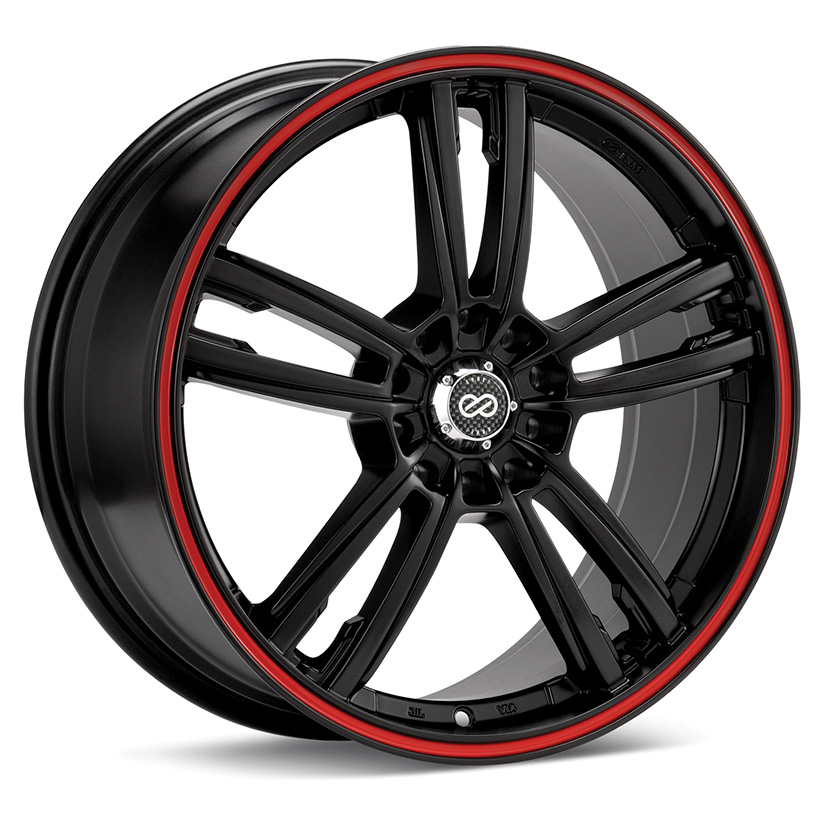 Enkei KLAMP Wheel Rim 18x7.5 5x100 5x114.3 ET45  Matte Black Red Stripe