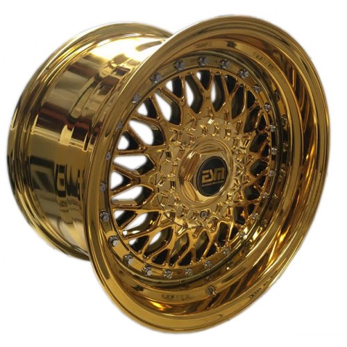 ESM 002R Wheel Rim 18x8 5x100/112 ET32 66.6 Full Gold Platinum/ Chrome Rivets