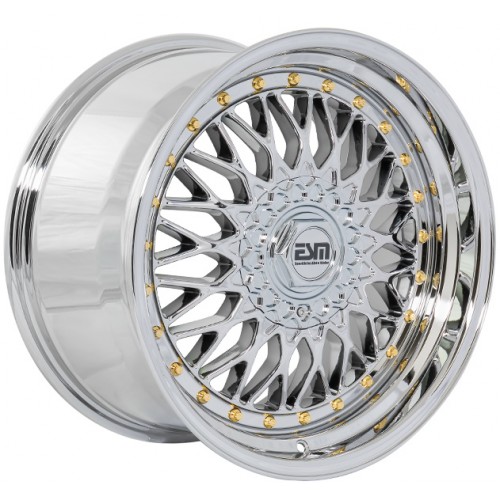 ESM 002R Wheel Rim 18x9.5 5x100/112 ET38 66.6 Full Platinum/ Gold Rivets