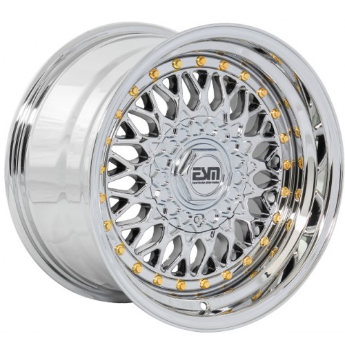 ESM 002R Wheel Rim 16x9 4X100/5x100 ET15 57.1 Full Platinum/ Gold Rivets