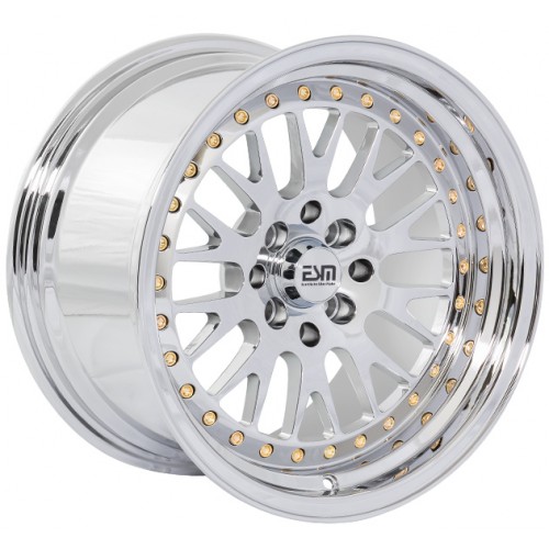 ESM 007 Wheel Rim 16x8 4x100/114 ET20 67.1 Full Chrome Platinum/ Chrome Rivets