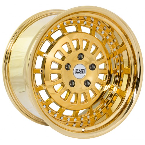 ESM 015 Wheel Rim 19x11 5x120 ET20 74.1 Full Gold Platinum/ Chrome Rivets