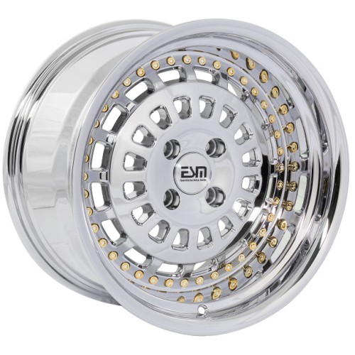 ESM 015 Wheel Rim 16x9 4x100 ET15 57.1 Full Platinum/ Chrome Rivets