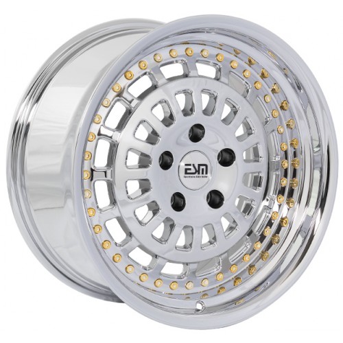 ESM 015 Wheel Rim 17x9 5x120 ET20 74.1 Full Platinum/ Gold Rivets