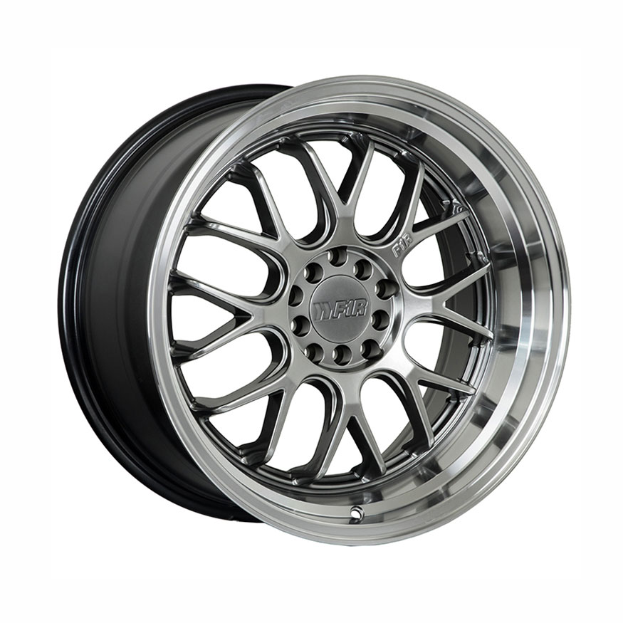 F1R F21 Wheel Rim 18x8.5 5x100 ET38  Hyper Black/Polish Lip  *New Cap*