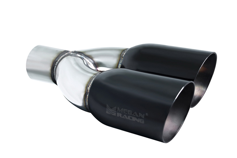 Megan Racing Muffler Universal Twin Black Chrome 3.5 Inch Tips (2.5 inch pipping) Passenger Side