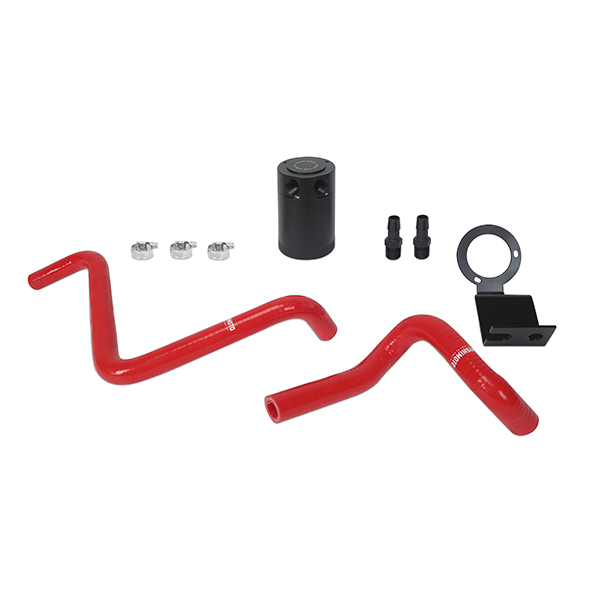 Mishimoto Subaru BRZ / Scion FR-S Baffled Oil Catch Can, PCV Side, 2013+ Red Hoses