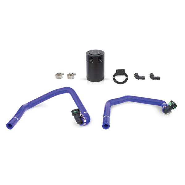 Mishimoto Ford Mustang EcoBoost Baffled Oil Catch Can, PCV Side, 2015+ Blue