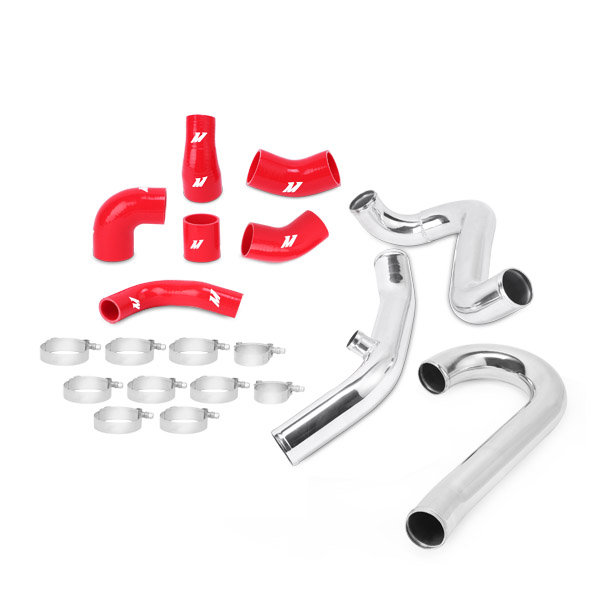 Mishimoto Mitsubishi Lancer Evolution 7/8/9 Intercooler Pipe Kit, 2001-2007 Upper and Lower Pipes, Red Couplers