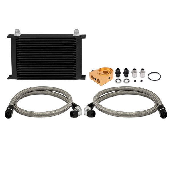 Mishimoto Universal Oil Cooler Kit, 25-Row Black Thermostatic 
