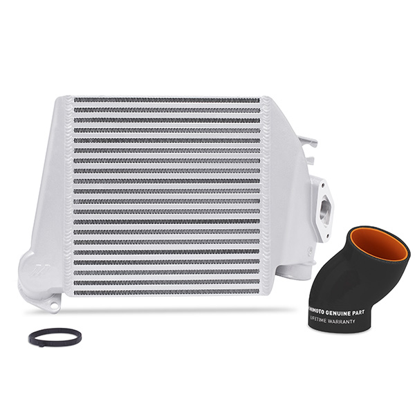Mishimoto Subaru WRX Top-Mount Intercooler, 2008–2014 Silver Cooler Black Hoses