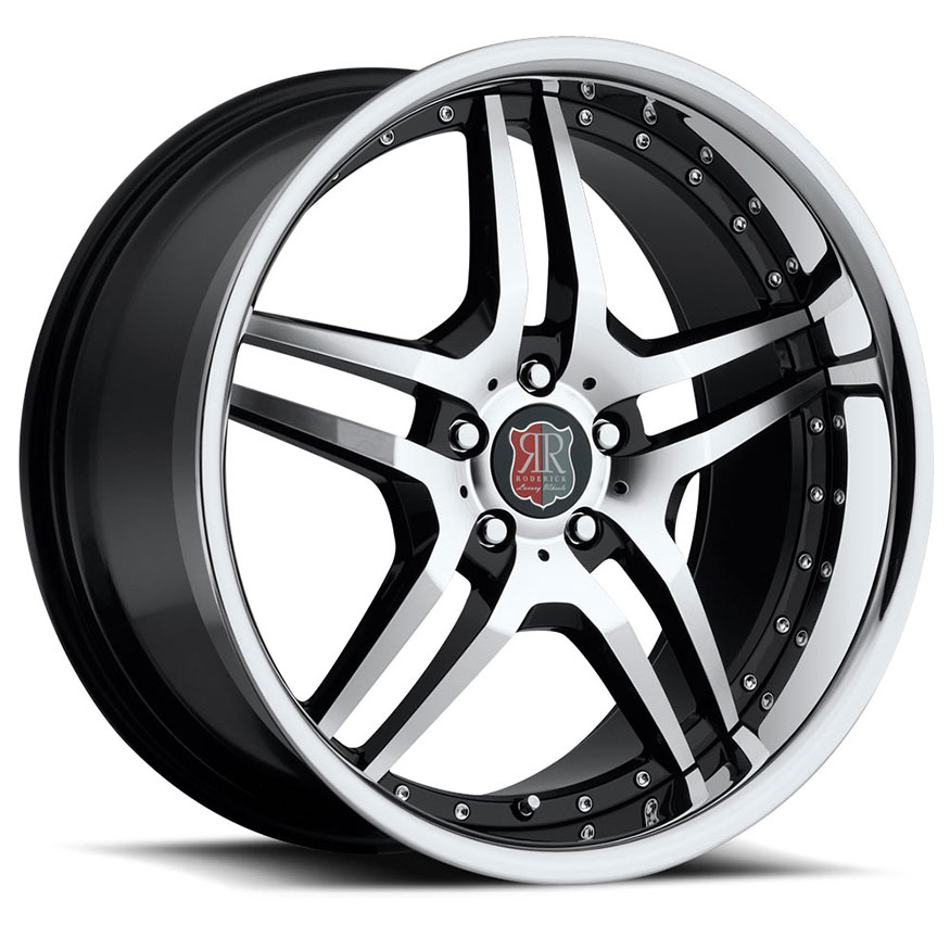 MRR RW2  Wheel Rim 18x8 5x112 ET32  66.6 Machined Black with Chrome Lip