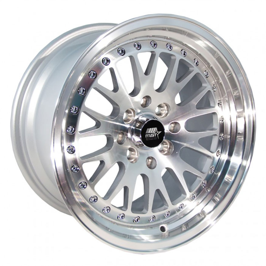 MST MT10 Wheel Rim 15x8 4x100 ET25 73.1 Silver w/Machined Face