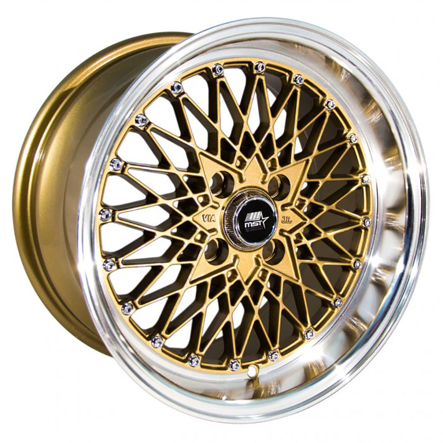 MST MT16 Wheel Rim 15x8 4x100 ET20 73.1 Bronze w/Machined Lip