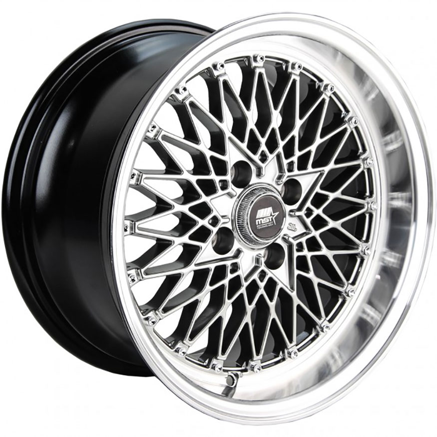 MST MT16 Wheel Rim 15x8 4x100 ET20 73.1 Hyper Black w/Machined Lip