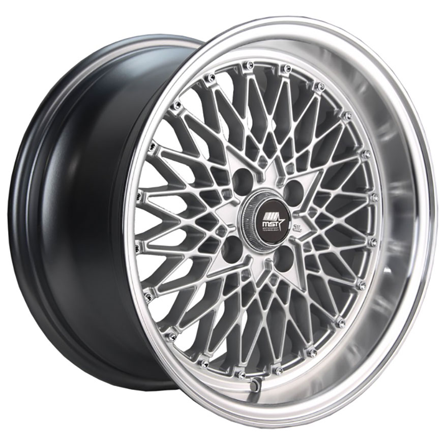 MST MT16 Wheel Rim 15x8 4x100 ET20 73.1 Silver w/Machined Lip