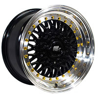 MST MT13 Wheel Rim 17x8.5 4x100 ET35 73.1 Black w/Machined Lip Gold Rivets