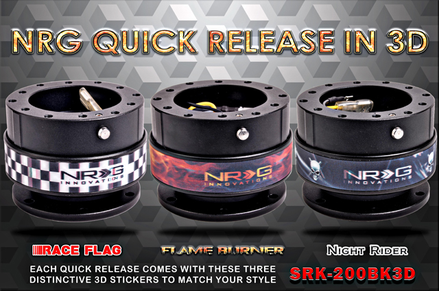 NRG  Quick Release Kit Gen 2.0 - Black Body/Black 3D Ring with 3 sticker options