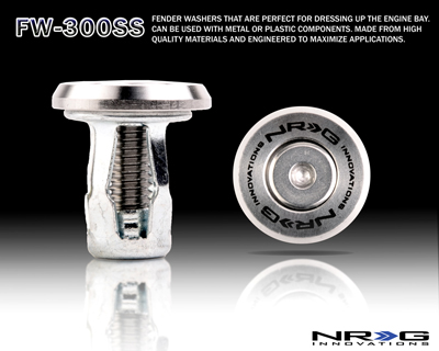 NRG  Fender Washer Kit, Set of 10, M style, Stainless steel washer and bolt, Rivets for plastic