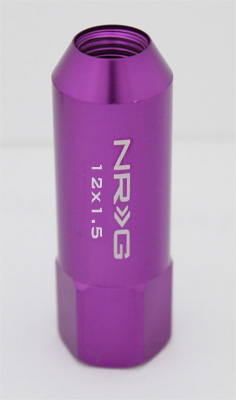 NRG 400 Series M12 x 1.5 Tuner Style Extended Lug Nut Set 4 pc Purple