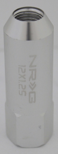 NRG 400 Series M12 x 1.25 Tuner Style Extended Lug Nut Set 4 pc Silver