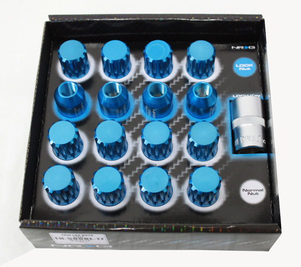 NRG 500 Series M12 x 1.5 12pt Lug Nut Set 17 pc Blue T7075