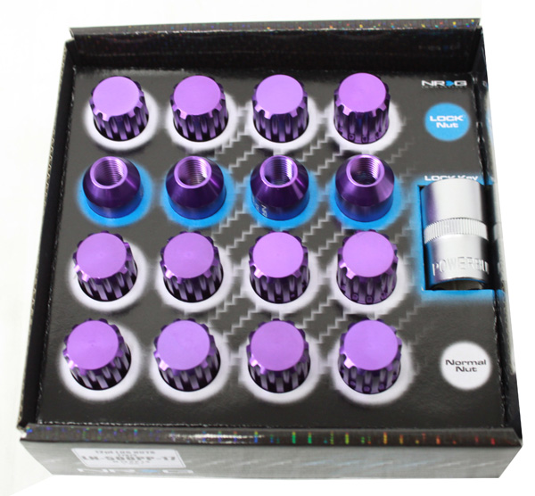 NRG 500 Series M12 x 1.5 12pt Lug Nut Set 17 pc Purple T7075