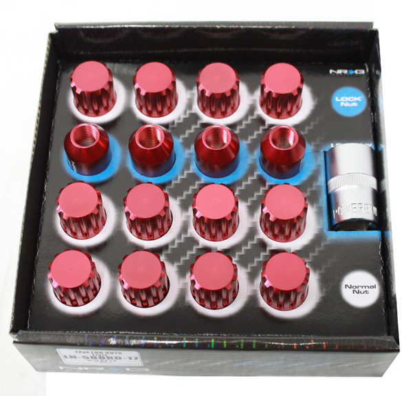 NRG 500 Series M12 x 1.5 12pt Lug Nut Set 17 pc Red T7075