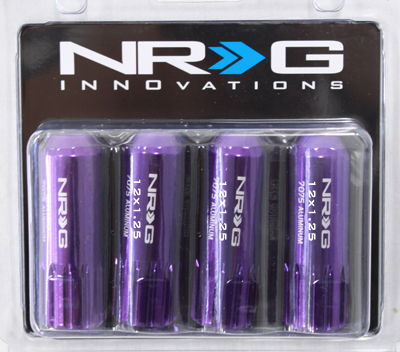 NRG 470 Series M12 x 1.25 Extended Lug Nut Set 4 pc Purple T7075