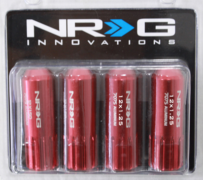 NRG 470 Series M12 x 1.25 Extended Lug Nut Set 4 pc Red T7075