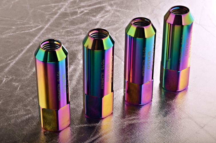 NRG 400 Series M12 x 1.5 Extended Lug Nut Set 4 pc Neo Chrome T7075