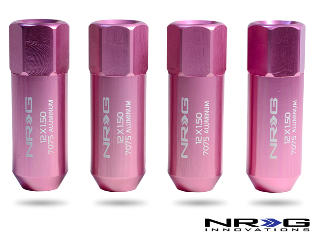 NRG 400 Series M12 x 1.5 Extended Lug Nut Set 4 pc T7075 Pink