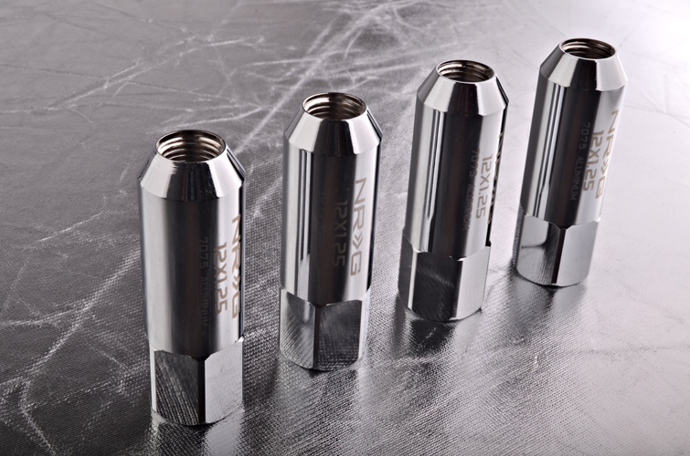 NRG 400 Series M12 x 1.25 Extended Lug Nut Set 4 pc Chrome Silver T7075