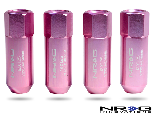 NRG 400 Series M12 x 1.25 Extended Lug Nut Set 4 pc T7075 Pink