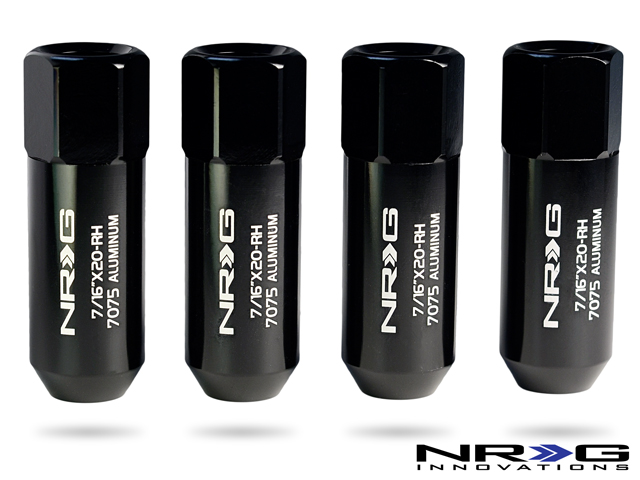 NRG 473 Series 7/16th Extended Lug Nut set 4 pc - T7075 - Black
