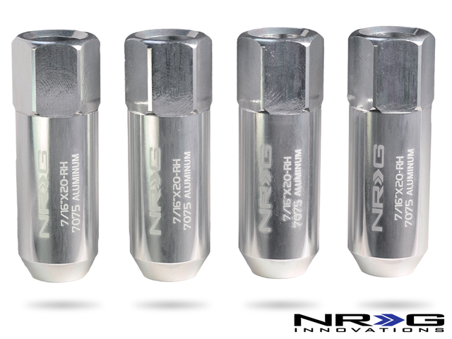 NRG 473 Series 7/16th Extended Lug Nut set 4 pc - T7075 - Silver
