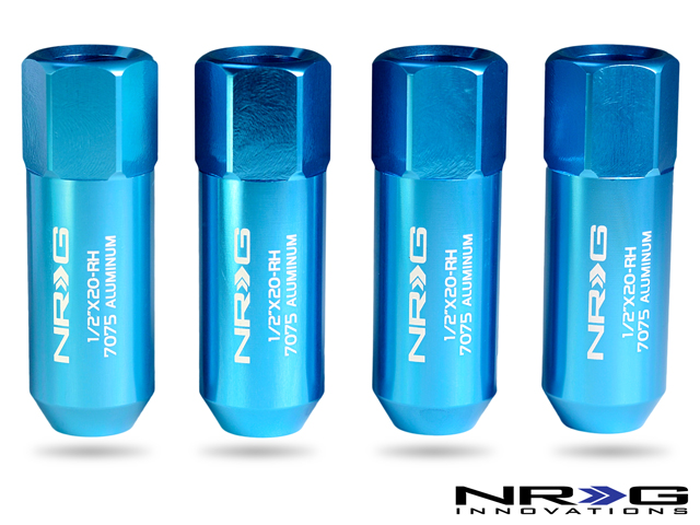 NRG 474 Series 1/2" Extended Lug Nut set 4 pc - T7075 - Blue