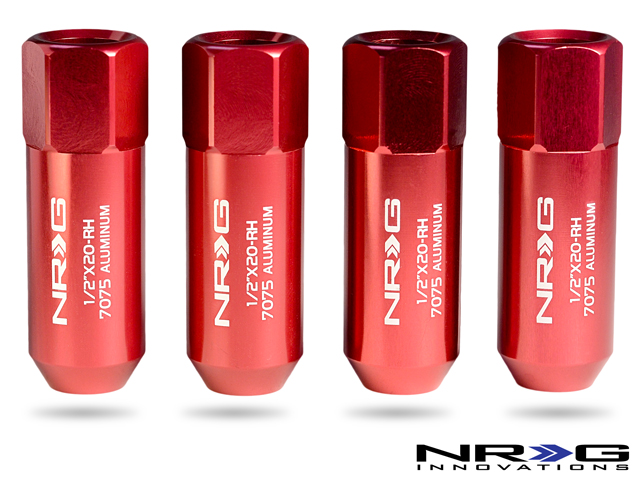 NRG 474 Series 1/2" Extended Lug Nut set 4 pc - T7075 - Red