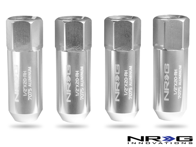 NRG 474 Series 1/2" Extended Lug Nut set 4 pc - T7075 - Silver