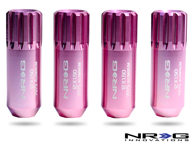 NRG 400 Series M12 x 1.5 Extended Lug Nut Lock Set 4 pc T7075 Pink