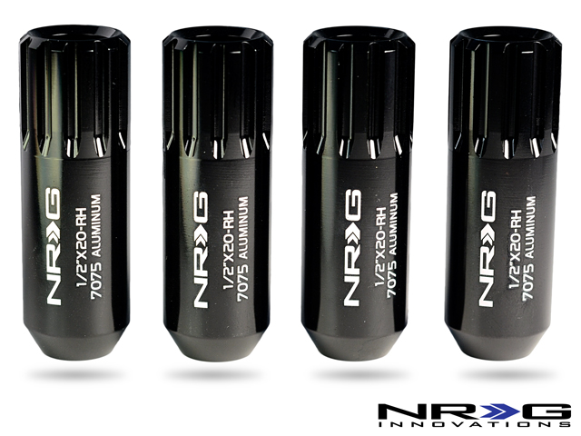 NRG 474 Series 1/2" Extended Lug Nut set 4  pc. - T7075 - Black - Uses LN-K400