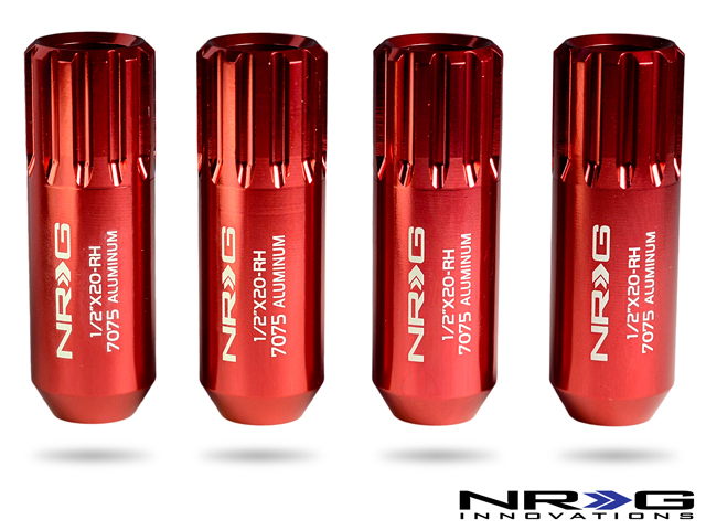NRG 474 Series 1/2" Extended Lug Nut set 4  pc. - T7075 - Red - Uses LN-K400