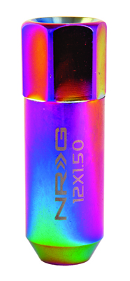 NRG 400 Series M12 x 1.5 Tuner Style Extended Lug Nut Set 4 pc Neo Chrome Multi Color
