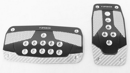 NRG  Aluminum Sport Pedal Black w/ Silver Carbon AT