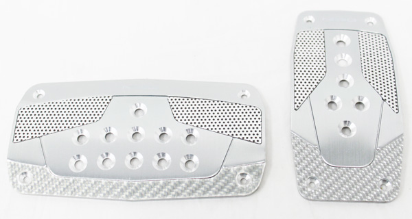 NRG  Aluminum Sport Pedal Gun Metal w/ Silver Carbon AT