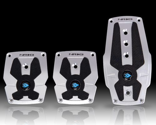 NRG  Brushed Silver aliminum sport pedal w/ Black rubber inserts MT