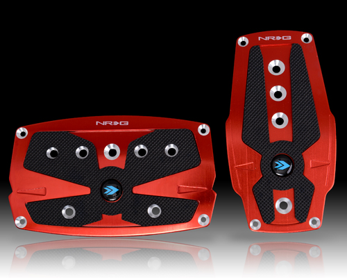 NRG  Brushed Red aliminum sport pedal w/ Black rubber inserts AT